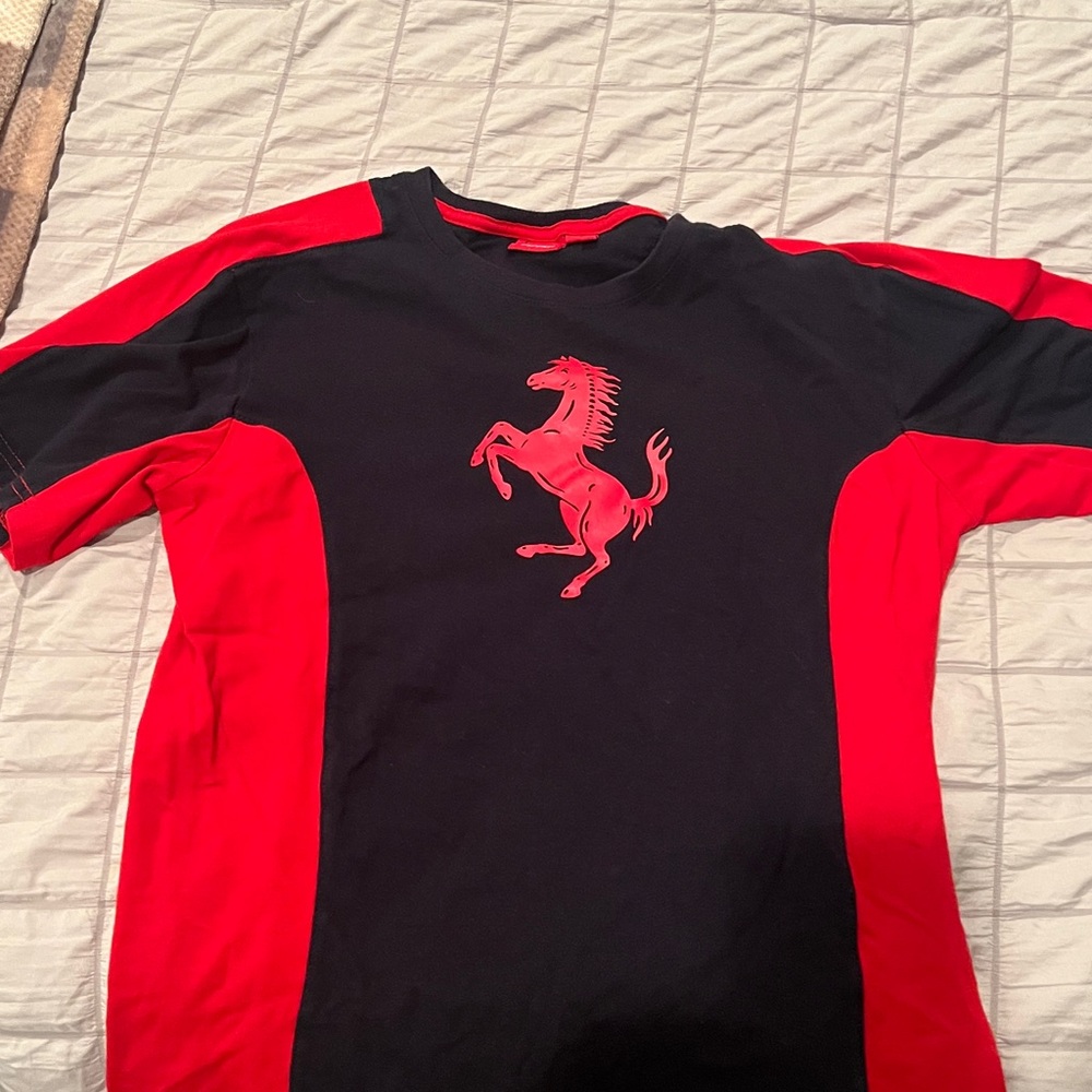 Ferrari Black and Red T-Shirt with Horse Design